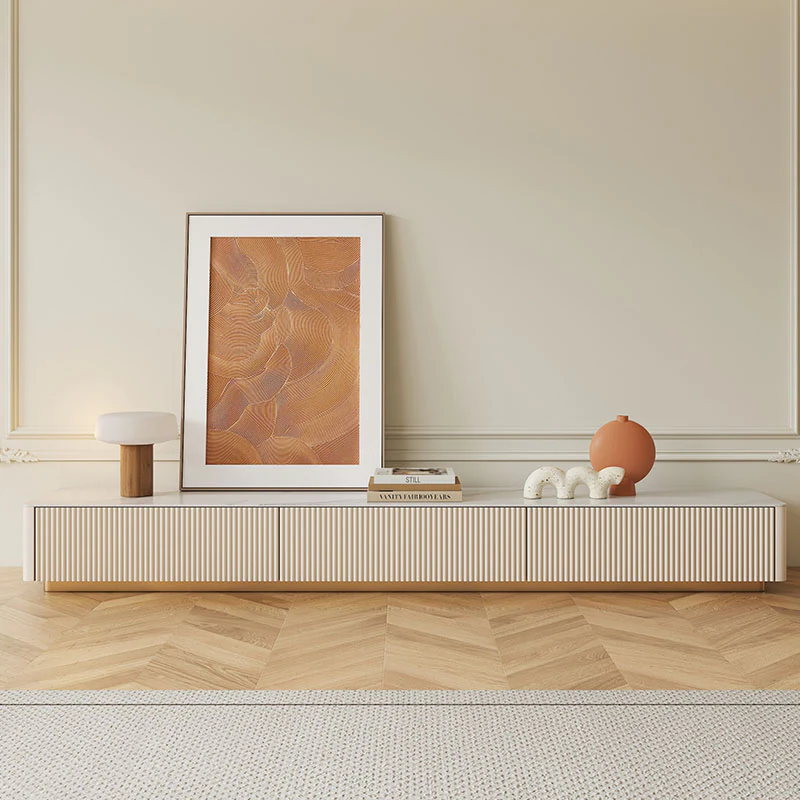 Abigail Stylish TV Stand, Sintered Stone, Cream - Image 3