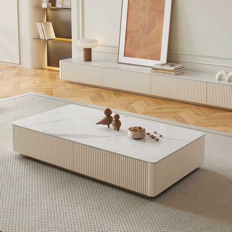 Abigail Stylish TV Stand, Sintered Stone, Cream - Image 5
